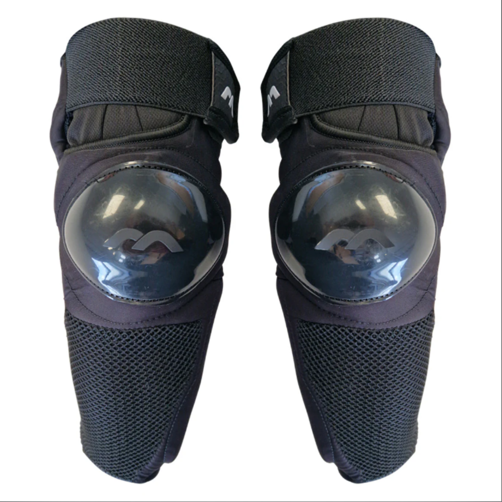 Pair of elbow pads with a brand logo on a white background
