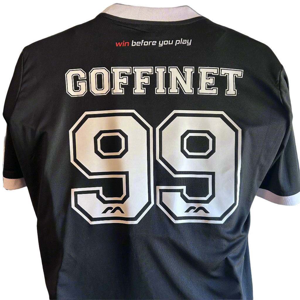 Black sports jersey with 'Goffinet' and number '99' on a white background