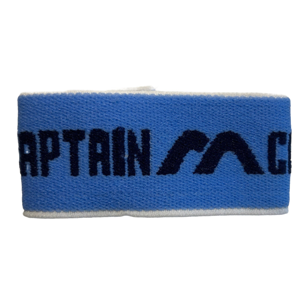 Blue armband 'CAPTAIN' text