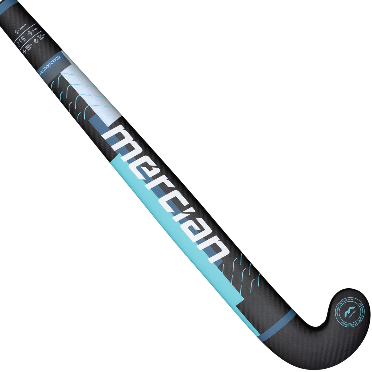 Field Hockey stick with Mercian branding on a white background