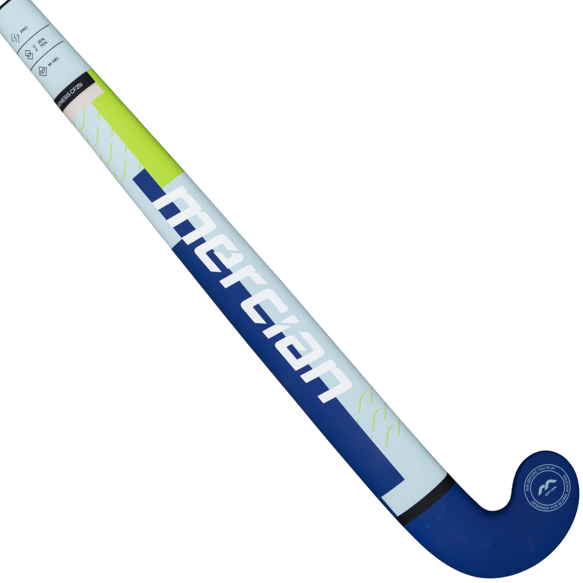 Hockey stick with Mercian branding on a white background