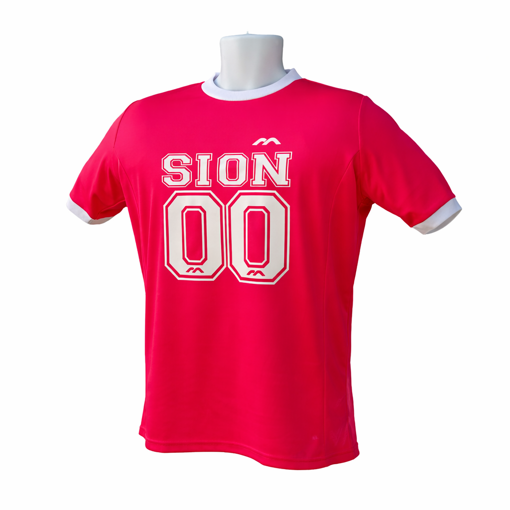 Pink Field Hockey Goalie jersey  with 'SION 00' printed on it displayed on a mannequin against a white background.
