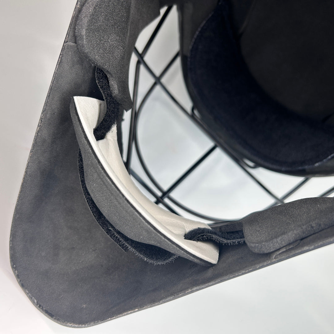 Close-up of field hockey helmet chinstrap
