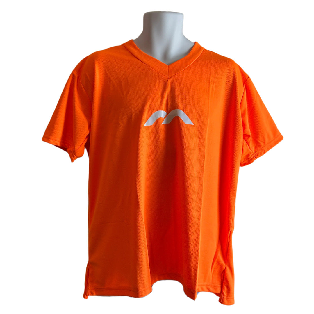 Orange GK jersey with a log against a white background